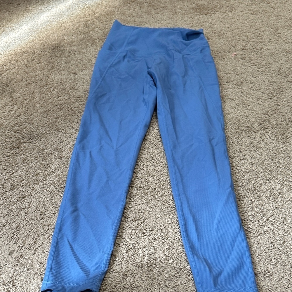 Willo The Label Blue Ribbed Leggings Medium Activewear